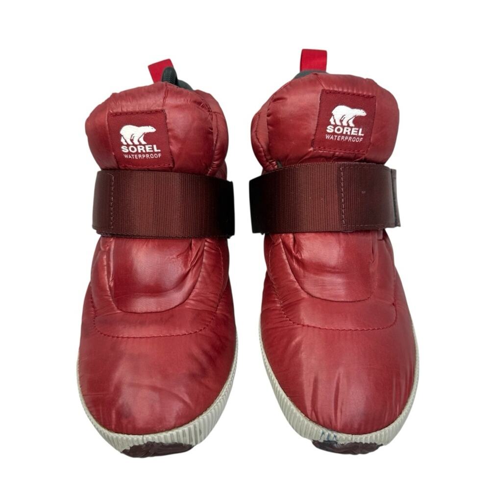 SOREL Out N About Waterproof  Red Dahlia Spring Puffy Tennis Shoe Womens 8 - Picture 4 of 16